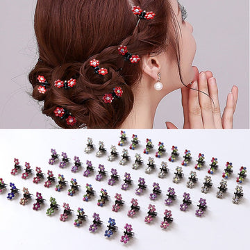 6/12pcs Crystal Rhinestone Flower Hair Claws Clamps Hairgrip Accessories Hairpins Hair Clips Jewelry for Women Bridal Kids Girl daiiibabyyy